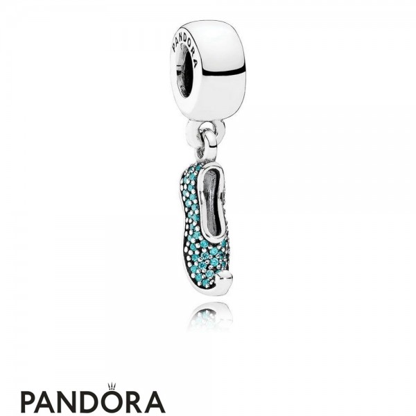 Pandora Jewelry Disney Charms Jasmine's Sparkling Slipper Pendant Charm Teal Cz Official