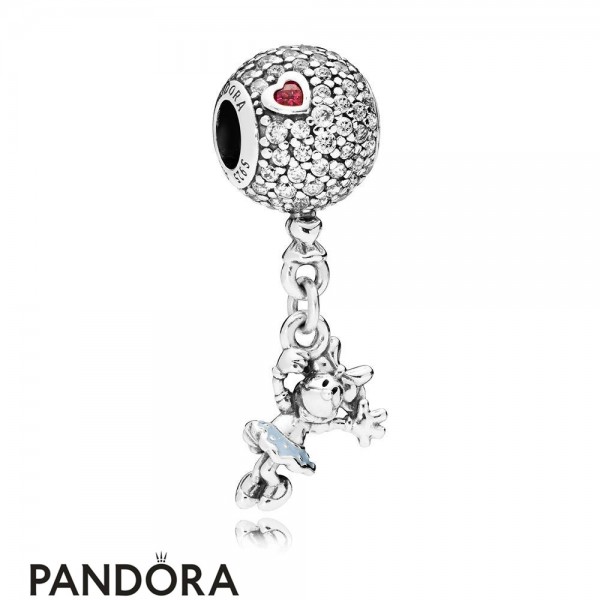Pandora Jewelry Disney Floating Minnie Dangle Charm Red Clear Cz Light Blue Enamel Official