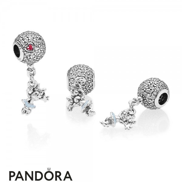 Pandora Jewelry Disney Floating Minnie Dangle Charm Red Clear Cz Light Blue Enamel Official