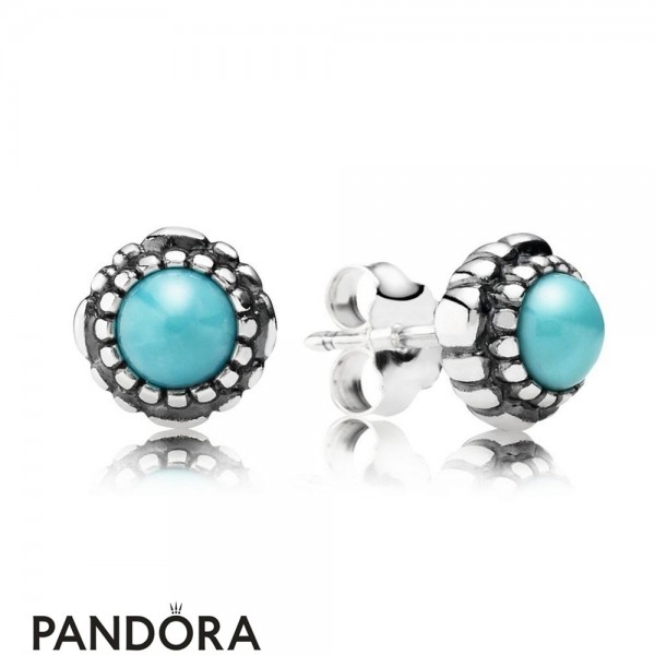 Pandora Jewelry Earrings Birthday Blooms Stud Earrings December Turquoise Official