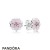 Pandora Jewelry Earrings Magnolia Bloom Stud Earrings Pale Cerise Enamel Pink Cz Official
