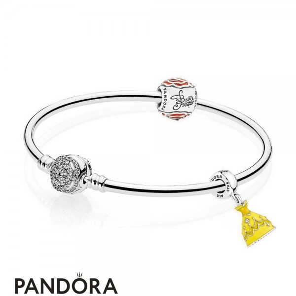 Pandora Jewelry Disney Belle's Enchanted Rose Bangle Set Official