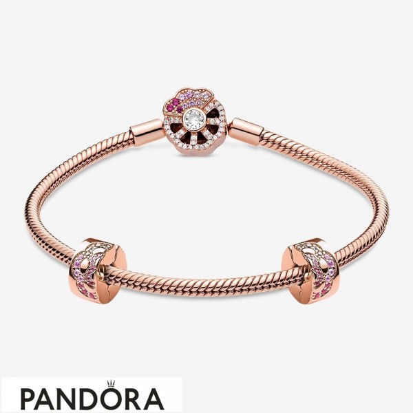 Pandora Jewelry Pink Fan Clasp Bracelet Set Official