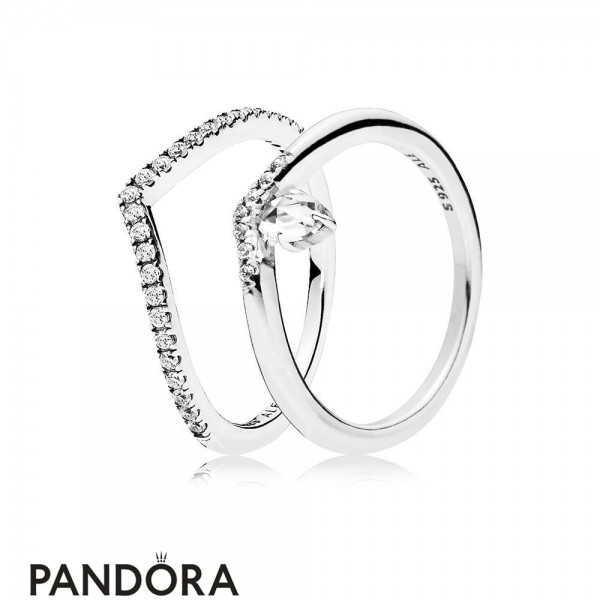 Pandora Jewelry Shimmering Classic Wish Ring Stack Official