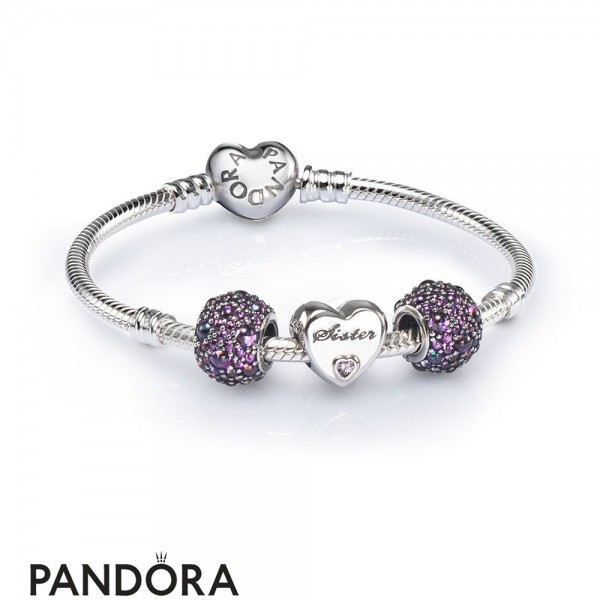 Pandora Jewelry Sister Heart Charm Bracelet Set Official