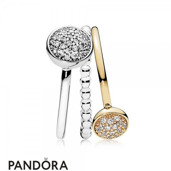 Pandora Jewelry Two Tone Dazzling Droplet Ring Stack Official