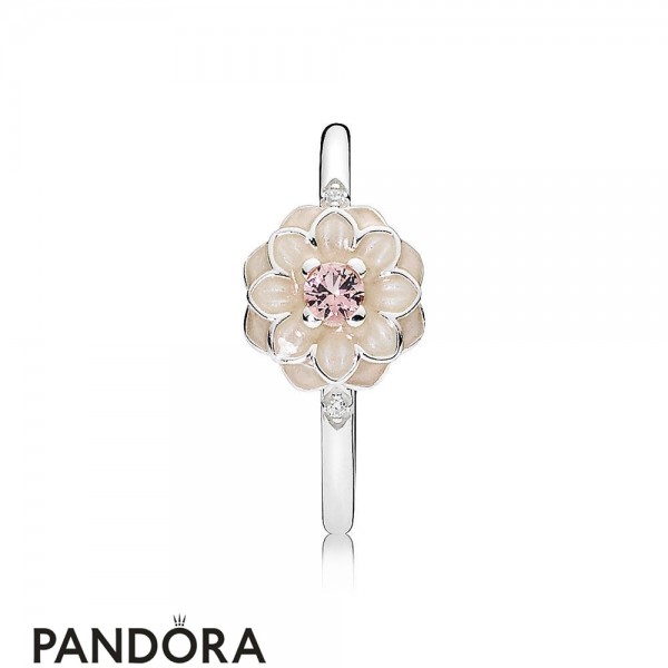 Pandora Jewelry Rings Blooming Dahlia Ring Cream Enamel Blush Pink Official
