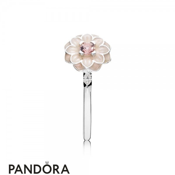 Pandora Jewelry Rings Blooming Dahlia Ring Cream Enamel Blush Pink Official