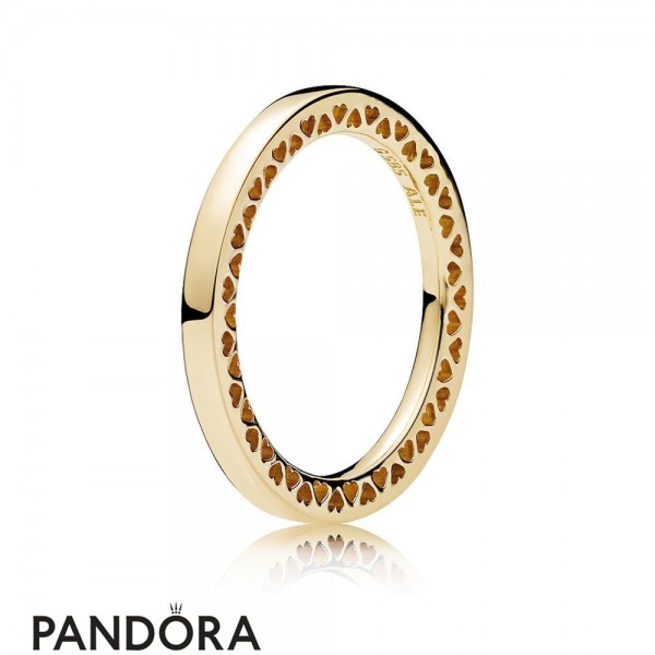 Pandora Jewelry Rings Classic Hearts Of Pandora Jewelry Ring 14K Gold Official