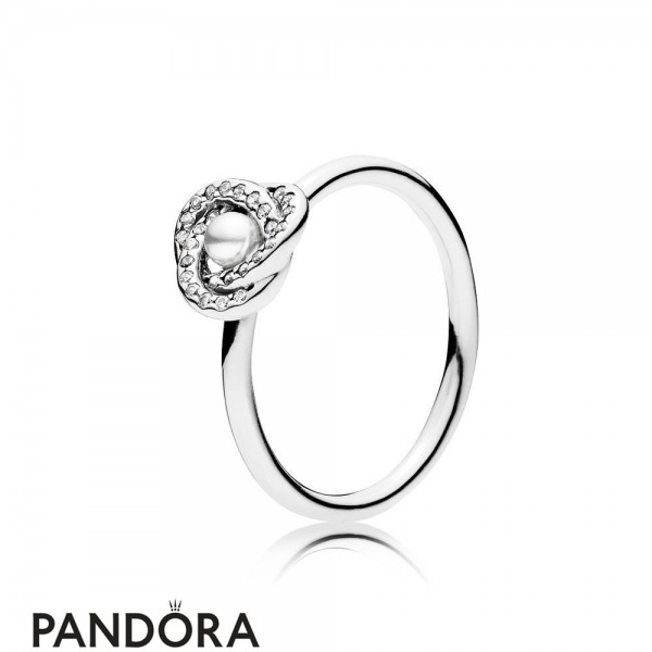 Pandora Jewelry Rings Luminous Love Knot Ring White Crystal Pearl Official