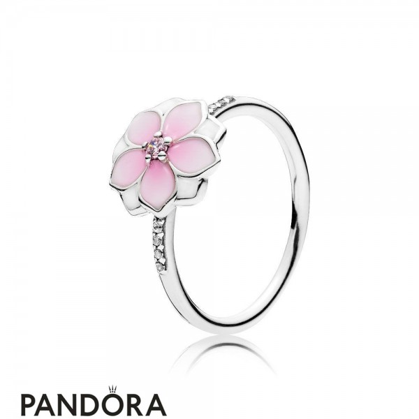 Pandora Jewelry Rings Magnolia Bloom Ring Pale Cerise Enamel Pink Cz Official