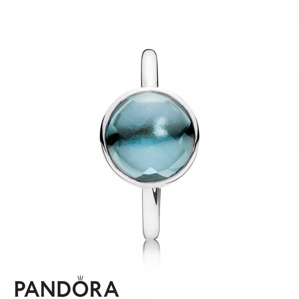 Pandora Jewelry Rings Poetic Droplet Ring Aqua Blue Crystal Official